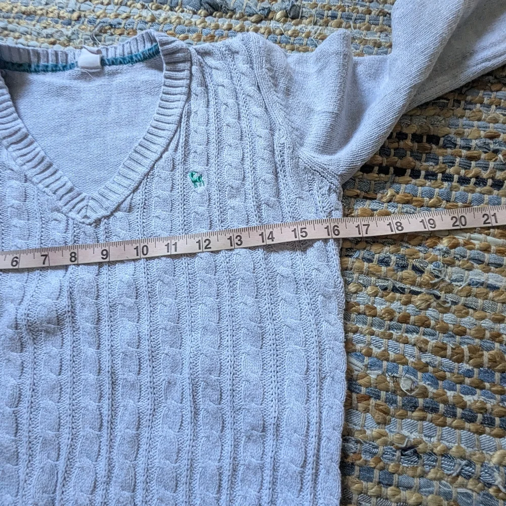 Old Navy Light Blue Cable Knit Sweater XL Embroidered Deer Fall 2009 2010s Fashi